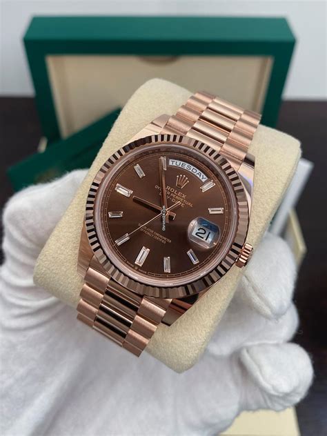 rolex daydate rose gold chocolate dial|rolex rose gold presidential 41mm.